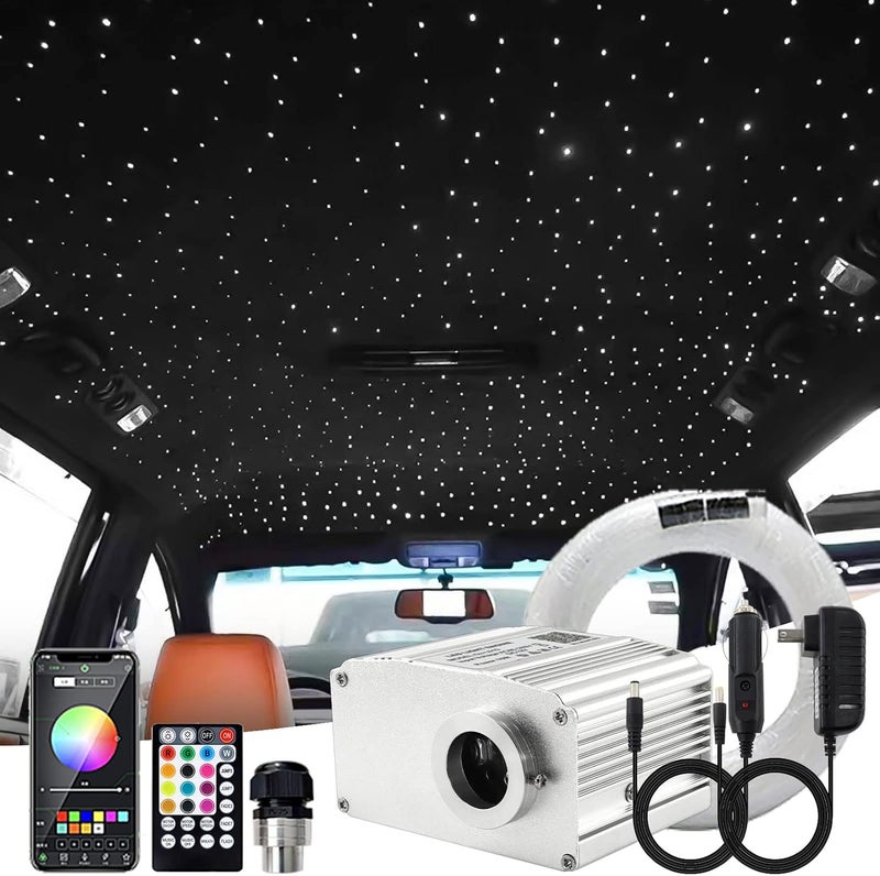 ATOKEE Store 10W Twinkle 550pcs Starlight Headliner Kit, 0.03in 9.8ft Fiber Optic Star Lights for Car Home Roof Use with APP/Remote Control - Image 1
